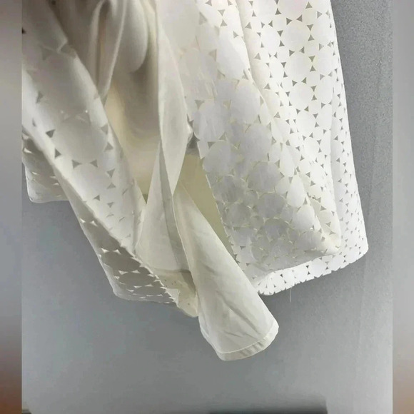 Trina Turk dress, fit and flare, double lined,white, knee length,Key hole back - Picture 6 of 8